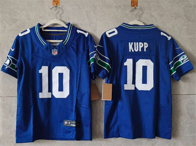 Personalized Youth Seattle Seahawks #10 Cooper Kupp Royal 2024 F.U.S.E Throwback Limited Stitched Football Jersey