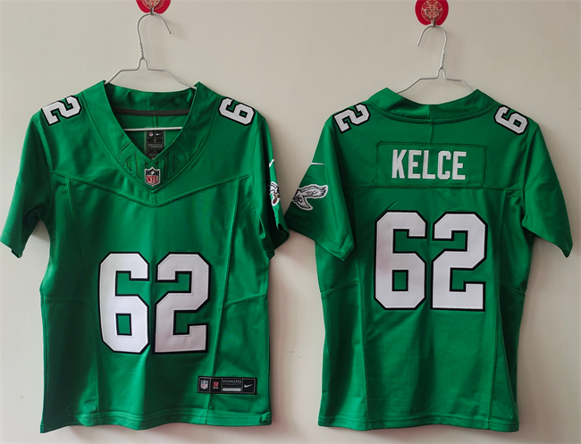 Personalized Women’s Philadelphia Eagles #62 Jason Kelce Kelly Green F.U.S.E. Untouchable Limited Stitched Football Jersey(Run Small)