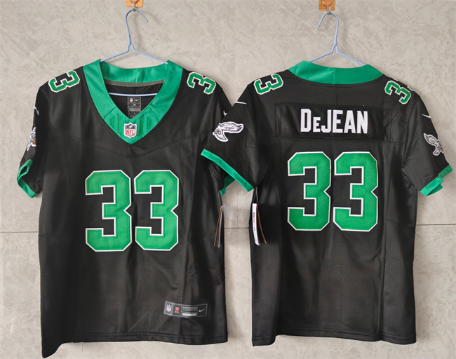 Personalized Women’s Philadelphia Eagles #33 Cooper DeJean Black Throwback F.U.S.E. Untouchable Limited Stitched Football Jersey(Run Small)
