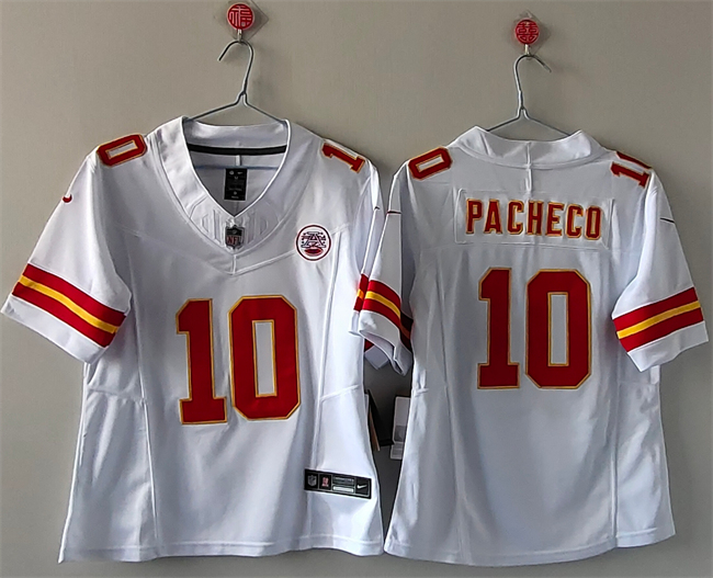 Personalized Women’s Kansas City Chiefs #10 Isiah Pacheco White 2023 F.U.S.E. Untouchable Limited Stitched Jersey(Run Small)