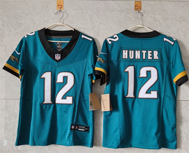 Personalized Women’s Jacksonville Jaguars #12 Travis Hunter Teal 2024 F.U.S.E Prowler Throwback Limited Stitched Football Jersey(Run Small)