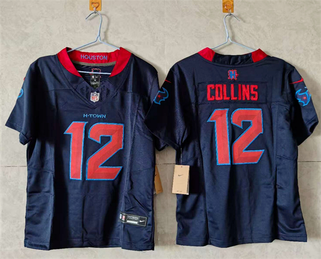 Personalized Women’s Houston Texans #12 Nico Collins White 2024 F.U.S.E Stitched Jersey (Run Small)