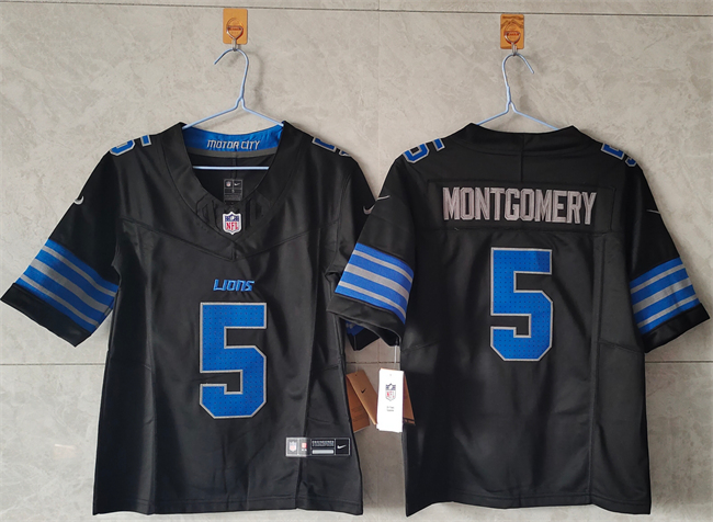 Personalized Women’s Detroit Lions #5 David Montgomery Black 2024 F.U.S.E. Limited Stitched Jersey(Run Smaller)