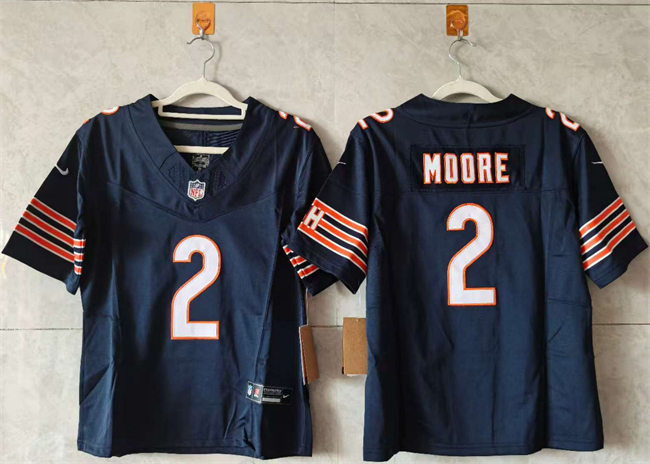 Personalized Women’s Chicago Bears #2 DJ Moore Navy 2024 F.U.S.E Stitched Jersey(Run Small)