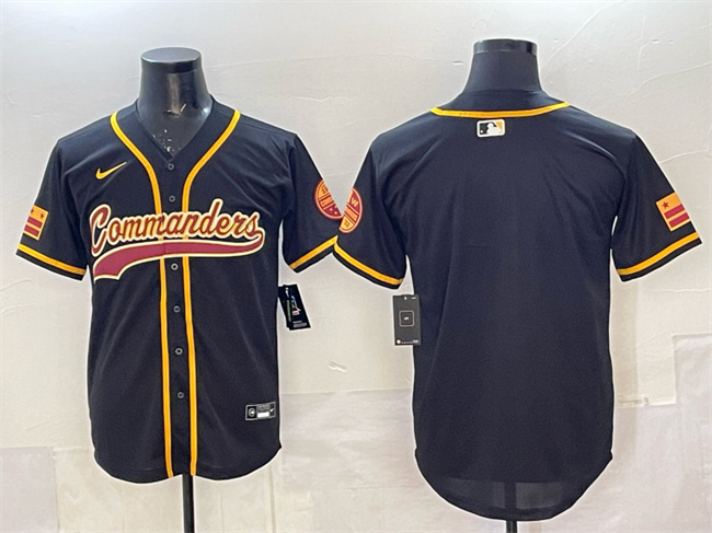 Personalized Men’s Washington Commanders Blank Black Limited Stitched Baseball Jersey