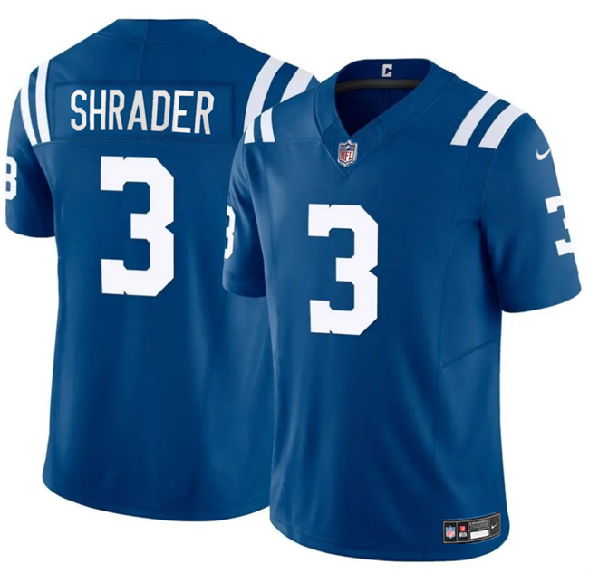 Personalized Men’s Indianapolis Colts #3 Spencer Shrader Blue 2025 F.U.S.E. Limited Stitched Football Jersey