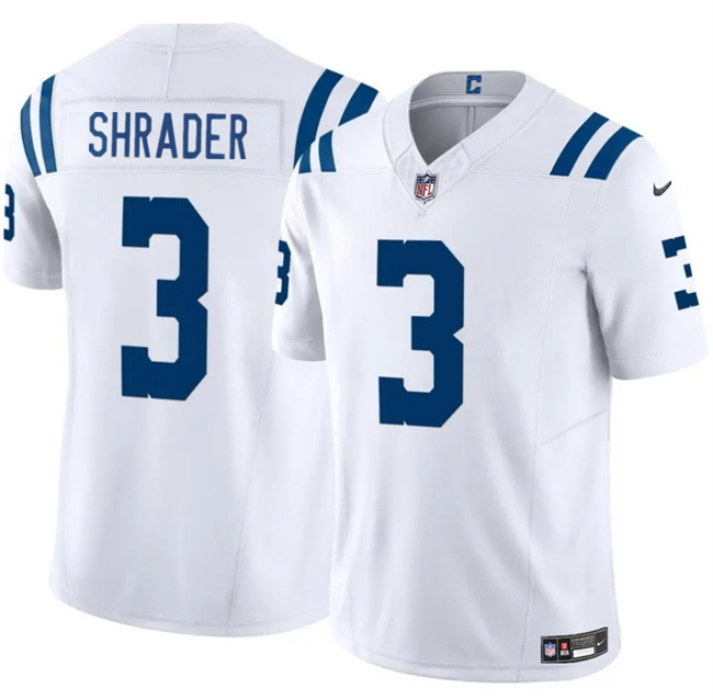 Personalized Men’s Indianapolis Colts #3 Spencer Shrader White 2025 F.U.S.E. Limited Stitched Football Jersey