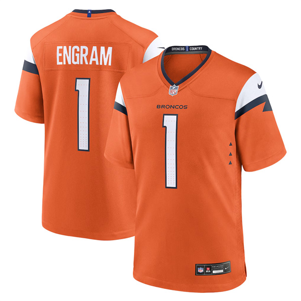 Personalized Men’s Denver Broncos #1 Evan Engram Orange 2025 Alternate Stitched Game Jersey