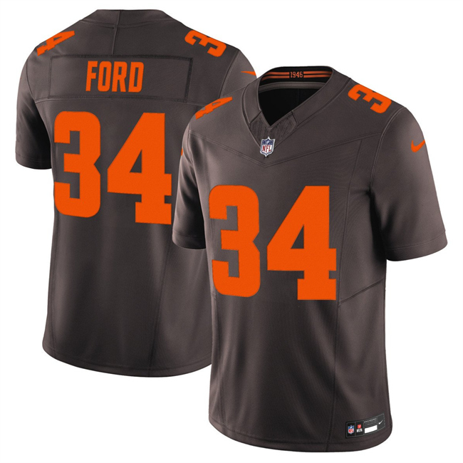 Personalized Men’s Cleveland Browns #34 Jerome Ford Brown 2025 F.U.S.E. Alpha Dawg Limited Stitched Football Jersey