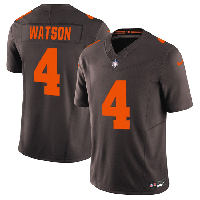 Personalized Men’s Cleveland Browns #4 Deshaun Watson Brown 2025 F.U.S.E. Alpha Dawg Limited Stitched Football Jersey