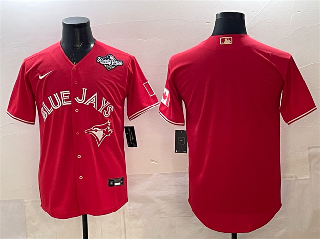 Personalized Men’s Toronto Blue Jays Blank Red 2025 World Series Home Cool Base Stitched Baseball Jersey