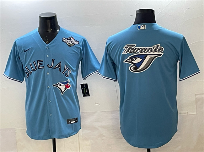 Personalized Men’s Toronto Blue Jays Team Big Logo Blue 2025 World Series Home Cool Base Stitched Baseball Jersey