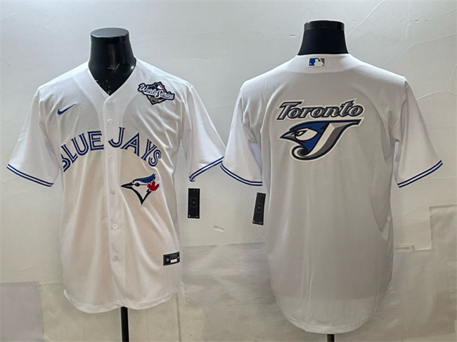 Personalized Men’s Toronto Blue Jays Team Big Logo White 2025 World Series Home Cool Base Stitched Baseball Jersey