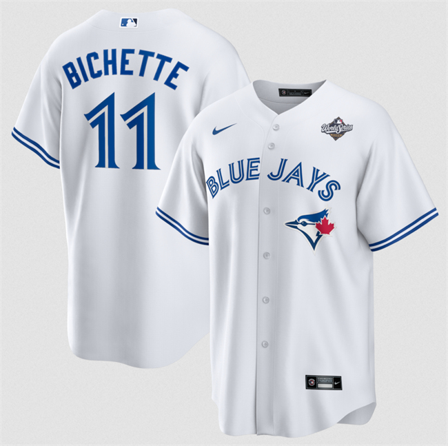 Personalized Men’s Toronto Blue Jays #11 Bo Bichette White 2025 World Series Home Cool Base Stitched Baseball Jersey