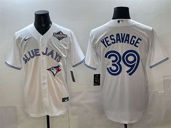 Personalized Men’s Toronto Blue Jays #39 Trey Yesavage White 2025 World Series Home Cool Base Stitched Baseball Jersey