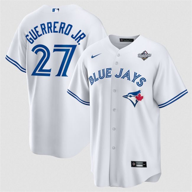 Personalized Men’s Toronto Blue Jays #27 Vladimir Guerrero Jr. White 2025 World Series Home Cool Base Stitched Baseball Jersey