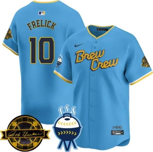 Personalized Men’s Milwaukee Brewers #10 Sal Frelick Jersey 2025 Limited Bob Uecker City Connect