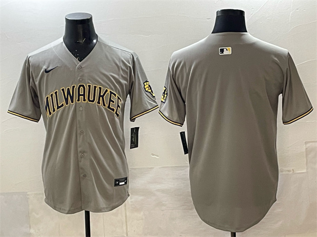 Personalized Men’s Milwaukee Brewers Blank Grey Home Limited Stitched Jersey