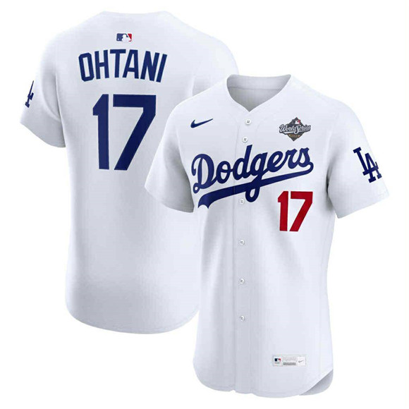 Personalized Men’s Los Angeles Dodgers #17 Shohei Ohtani White 2025 World Series Flex Base Stitched Baseball Jersey