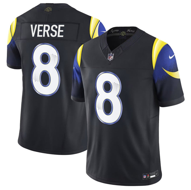Personalized Women’s Los Angeles Rams #8 Jared Verse Black 2025 F.U.S.E. Rivalries Limited Stitched Jersey(Run Small)