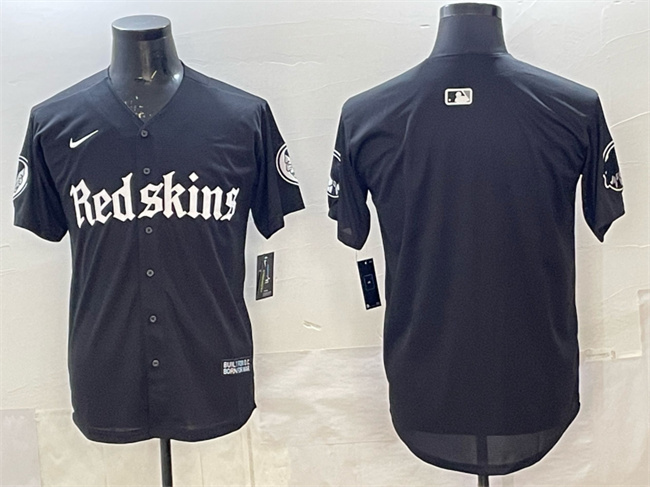 Personalized Men’s Washington Commanders Blank Black ‘Gothic Capitol Shadows Edition’ Limited Stitched Baseball Jersey