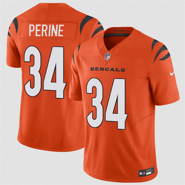 Personalized Men’s Cincinnati Bengals #34 Samaje Perine Orange 2025 F.U.S.E. Untouchable Limited Stitched Football Jersey