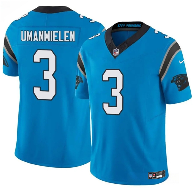 Personalized Men’s Carolina Panthers #3 Princely Umanmielen Blue 2025 F.U.S.E. Limited Stitched Football Jersey