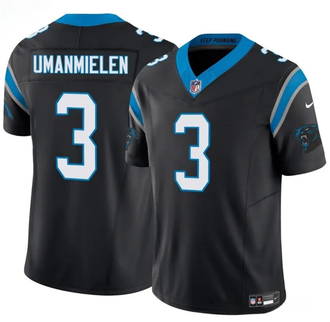Personalized Men’s Carolina Panthers #3 Princely Umanmielen Black 2025 F.U.S.E. Limited Stitched Football Jersey