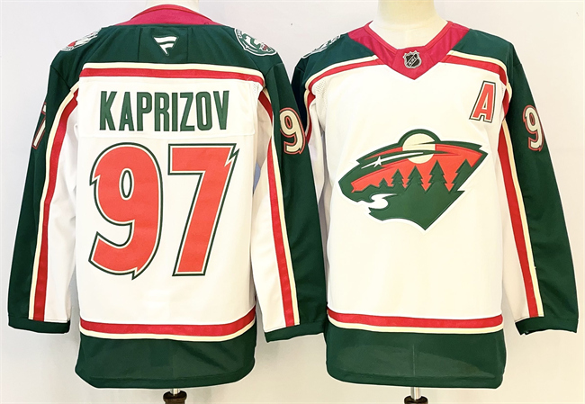 Personalized Men’s Minnesota Wild #97 Kirill Kaprizov White 2025 With A Patch 25th Anniversary Stitched Hockey Jersey