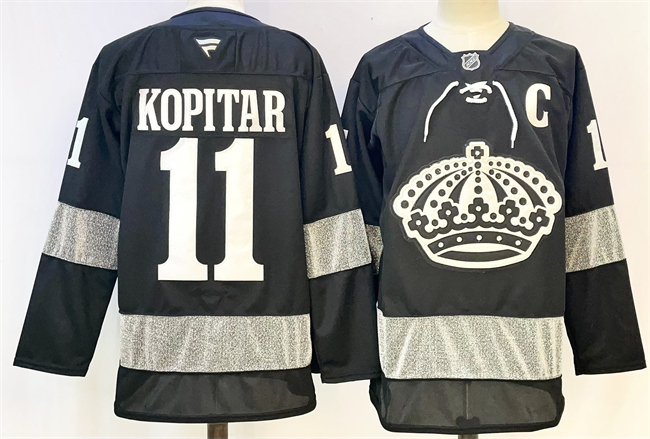 Personalized Men’s Los Angeles Kings #11 Anze Kopitar Black With C Patch Alternate Stitched Hockey Jersey