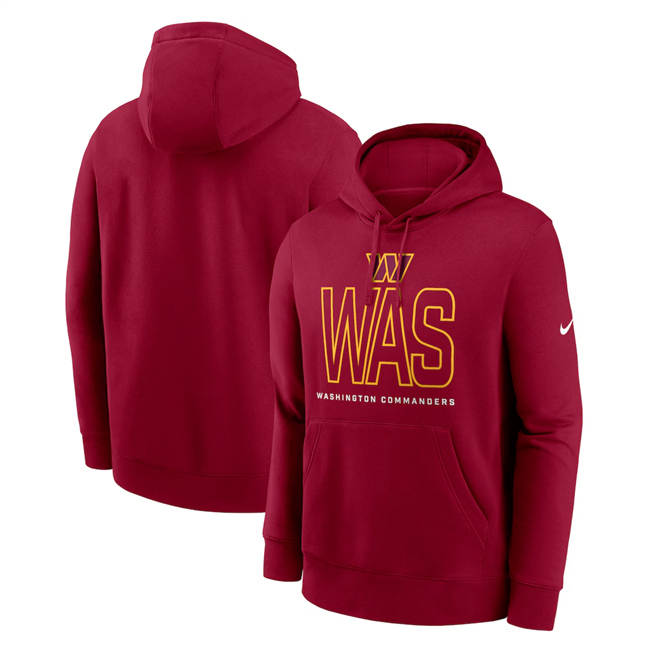 Personalized Men’s Washington Commanders Burgundy Busted Play Club Fleece Pullover Hoodie