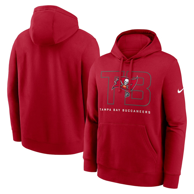 Personalized Men’s Tampa Bay Buccaneers Red Busted Play Club Fleece Pullover Hoodie