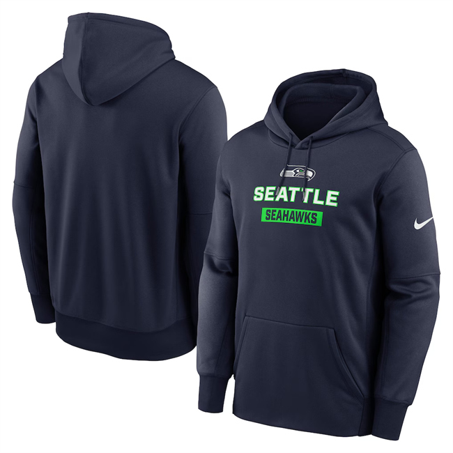Personalized Men’s Seattle Seahawks College Navy Toss Sweep Performance Pullover Hoodie