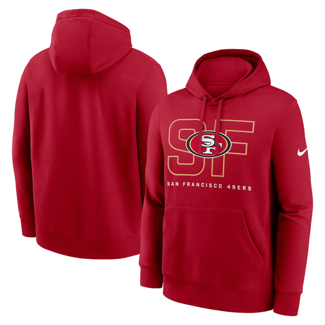 Personalized Men’s San Francisco 49ers Scarlet Busted Play Club Fleece Pullover Hoodie