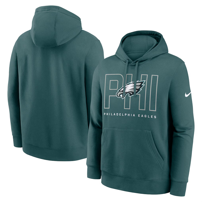 Personalized Men’s Philadelphia Eagles Midnight Green Busted Play Club Fleece Pullover Hoodie