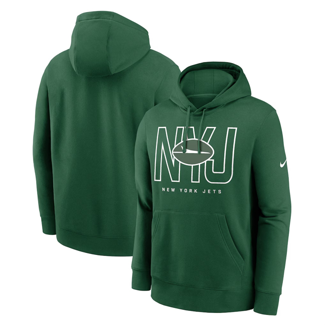Personalized Men’s New York Jets Green Busted Play Club Fleece Pullover Hoodie