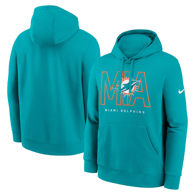 Personalized Men’s Miami Dolphins Aqua Busted Play Club Fleece Pullover Hoodie