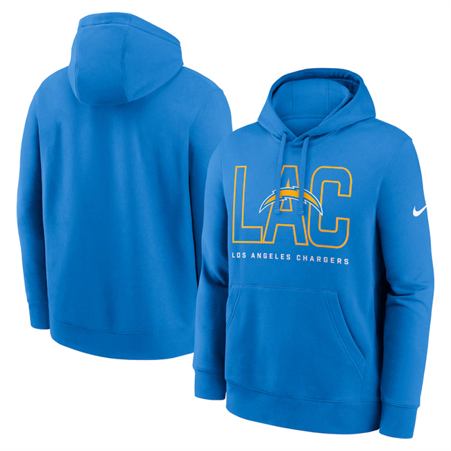 Personalized Men’s Los Angeles Chargers Powder Blue Busted Play Club Fleece Pullover Hoodie