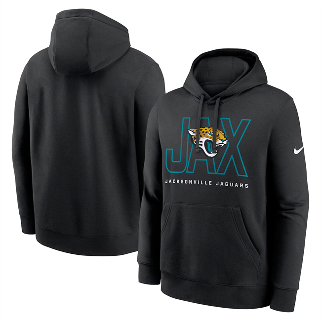 Personalized Men’s Jacksonville Jaguars Black Busted Play Club Fleece Pullover Hoodie