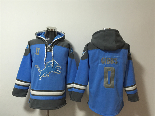 Personalized Men’s Detroit Lions #0 Jahmyr Gibbs Blue Ageless Must-Have Lace-Up Pullover Hoodie