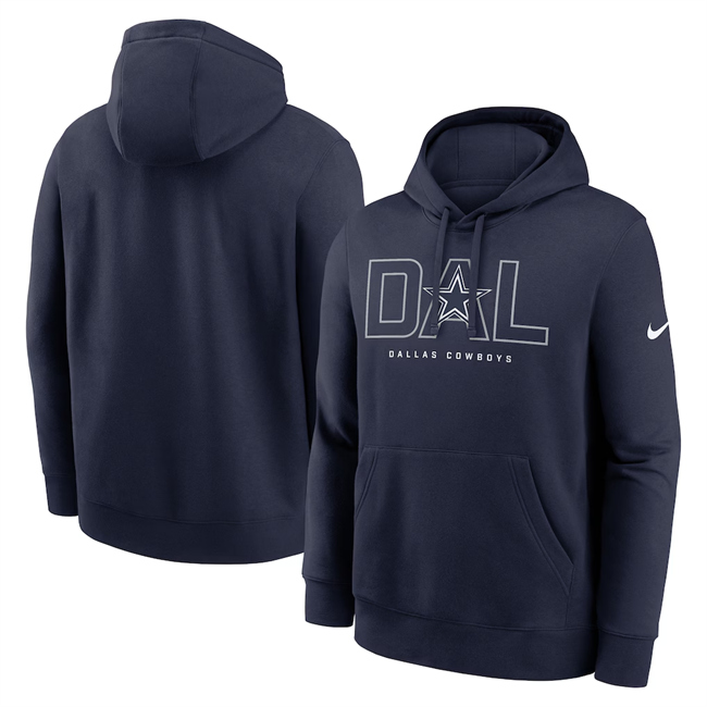Personalized Men’s Dallas Cowboys Navy Busted Play Club Fleece Pullover Hoodie