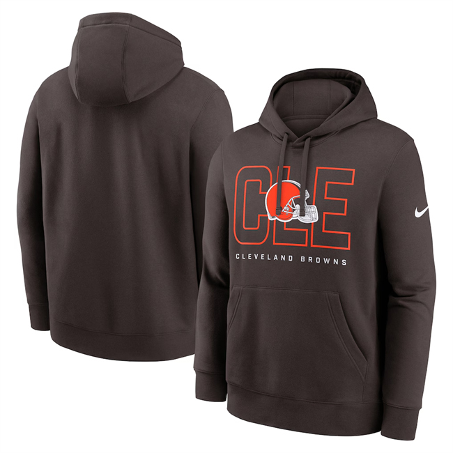 Personalized Men’s Cleveland Browns Brown Busted Play Club Fleece Pullover Hoodie
