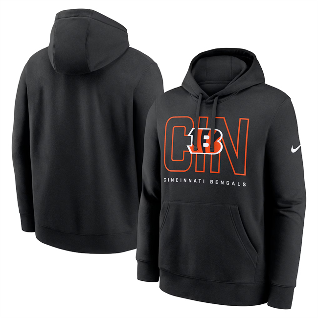 Personalized Men’s Cincinnati Bengals Black Busted Play Club Fleece Pullover Hoodie