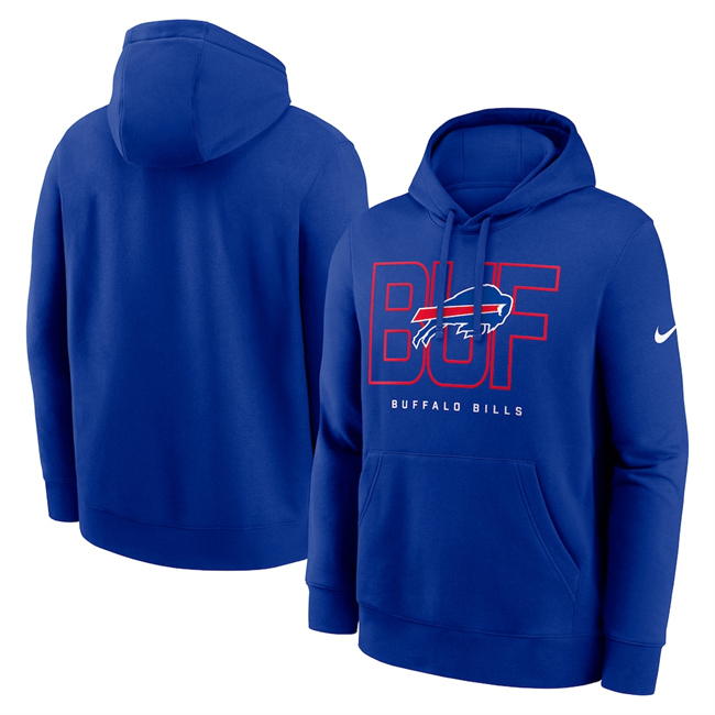 Personalized Men’s Buffalo Bills Royal Busted Play Club Fleece Pullover Hoodie