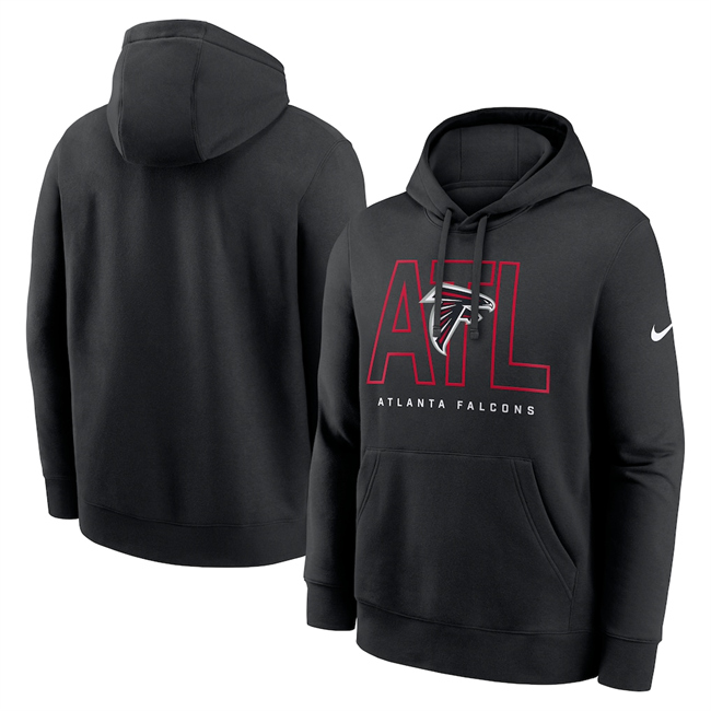 Personalized Men’s Atlanta Falcons Black Busted Play Club Fleece Pullover Hoodie