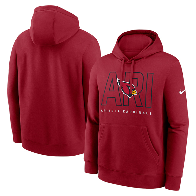 Personalized Men’s Arizona Cardinals Cardinal Busted Play Club Fleece Pullover Hoodie