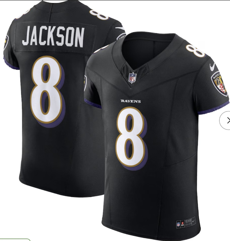Personalized Men’s Baltimore Ravens #8 Lamar Jackson Black 2025 F.U.S.E. Jacoby Jones Patch Limited Football Jersey