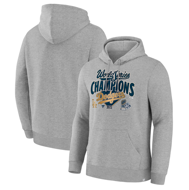 Personalized Men’s Los Angeles Dodgers Grey 2025 World Series Champions Locker Room Hoodie
