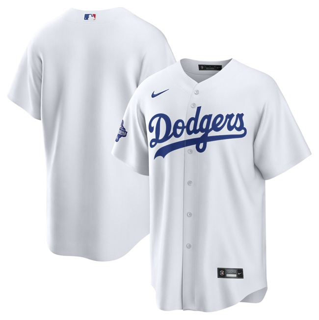 Personalized Men’s Los Angeles Dodgers Blank White 2025 World Series Champions Patch Cool Base Stitched Baseball Jersey