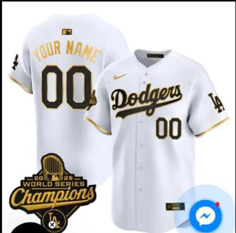 Personalized Men’s Los Angeles Dodgers Active Player White 2025 World Series Champions Patch Home Limited Stitched Baseball Jerseys